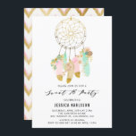 Convite Pastel Dreamcatcher Faux Gold Foil Sweet 16 Party<br><div class="desc">Celebre a aniversariante com este brilhante,  brilhante e colorido convite de festas 16. Este doce e tendencioso convite apresenta uma sonhadora cor-de-água rosa e hortelã,  com sotaques florais e de folha de ouro e um padrão chevron cor-de-rosa e folha de ouro.</div>