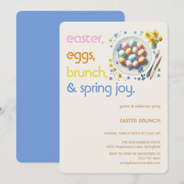 Convite Pastel Easter Brunch Invitation | Spring Party (Frente/Verso)