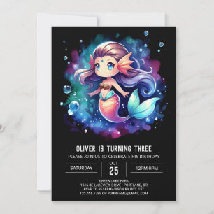Convite Pastel Elegant Sereia Birthday