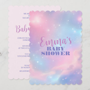 Convite Pastel Etéreo Rosa Azul Galáxia Cósmica Estrelada