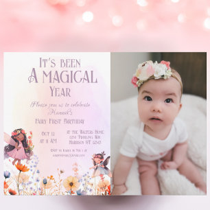 Convite Pastel Fairy First Magic Birthday Foto