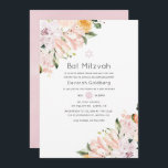 Convite Pastel Floral Bat Mitzvah<br><div class="desc">A Trendy floral watercolor bat mitzvah convida em tons pastéis de lilás e pincel cor-de-rosa com lírios,  magnólias,  rosa de jardim,  peonias e folhagem.</div>