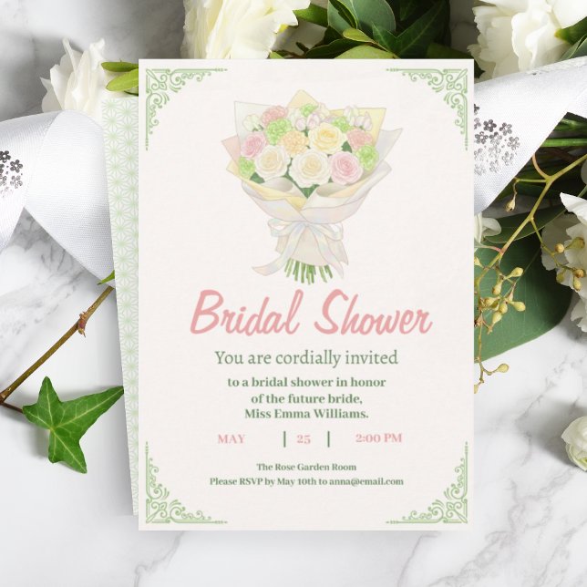 Convite Pastel Floral Bridal Shower Invite – Japanese  (Criador carregado)