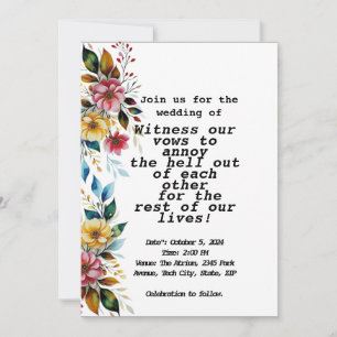 Convite pastel floral de casamento vibrante