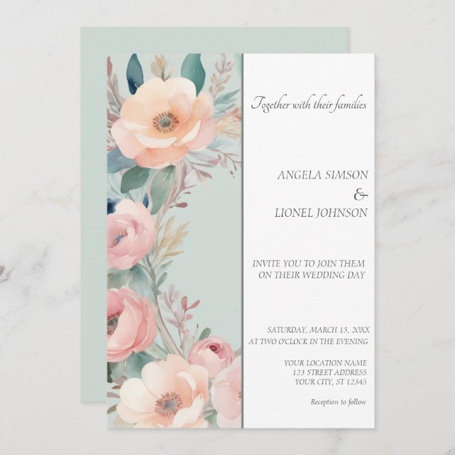 Convite Pastel Floral Elegance Invitation Design (Frente/Verso)