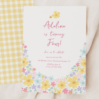 Convite Pastel Floral Flores Silvestres Aniversário Infant