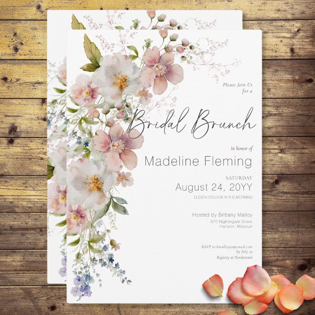 Convite Pastel Floral Modern Bridal Brunch (Pastel Floral Modern Bridal Brunch Invitation)