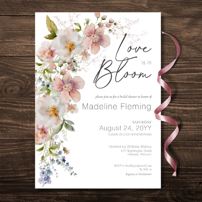 Convite Pastel Floral Modern Love In Bloom Chá de panela (Pastel Floral Modern Love In Bloom Bridal Shower Invitation)