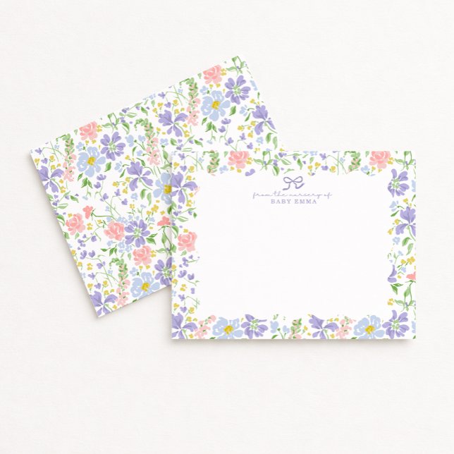 Convite Pastel Floral Nursery Note Card for Baby Girl (Criador carregado)