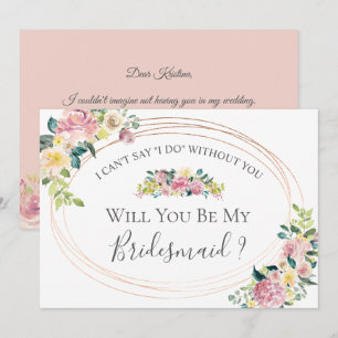 Convite Pastel Floral Oval Frame Você Será Minha Bridesmai