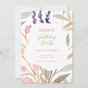 Convite Pastel Floral Watercolor Brunch