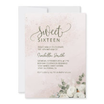 Pastel Floral White Rose Sweet 16 Aniversário