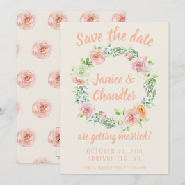 Convite Pastel Floral Wreath Salvar a Data