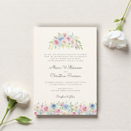 Convite Pastel Floral Wreath Wedding Invitation