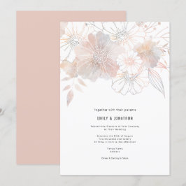 Convite Pastel Florals Esmaga Casamento de Cinzas de Pêsse