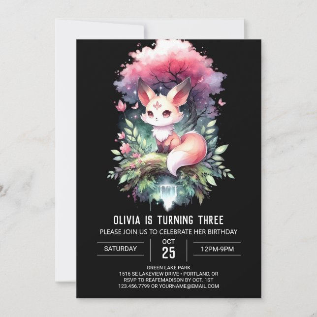 Convite Pastel Fox Birthday (Frente)