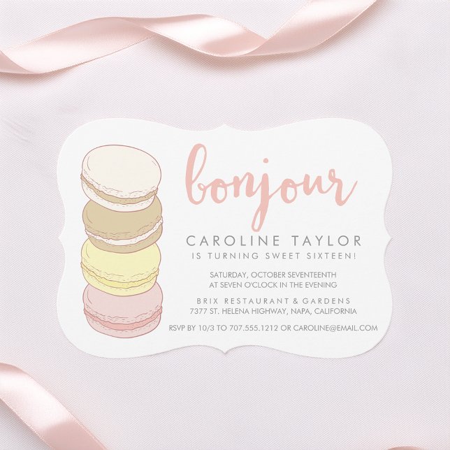 Convite Pastel French Macarons Sweet 16 (Criador carregado)