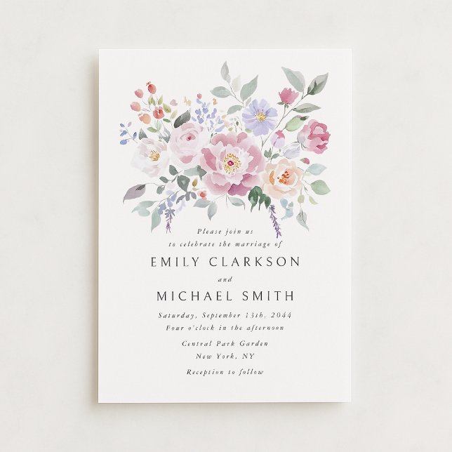 Convite Pastel Garden Floral Wedding Invitation (Criador carregado)