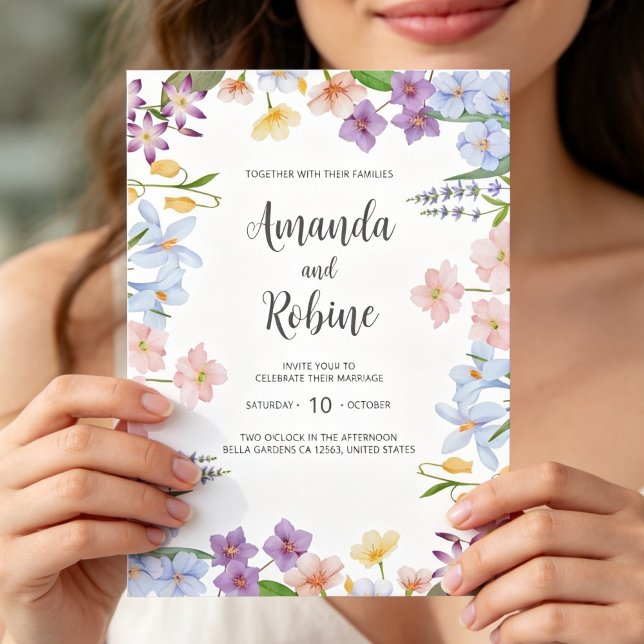 Convite Pastel Garden Wedding Invitation (Criador carregado)