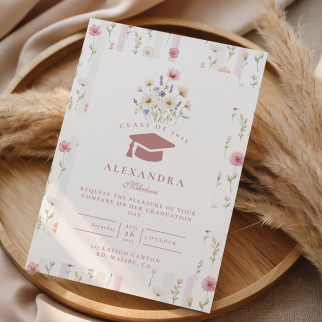Convite Pastel Garden Wreath Graduation (Criador carregado)