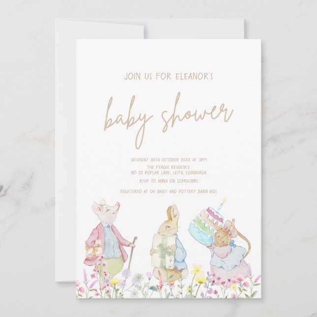 Convite Pastel Gênero Neutro Peter o Chá de fraldas do Coe (Frente)