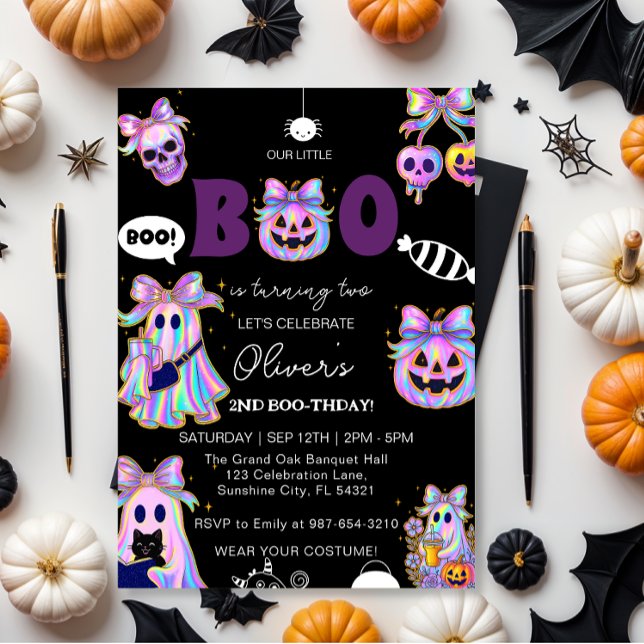 Convite Pastel Halloween Girl Birthday Invitation, Spooky  (Criador carregado)