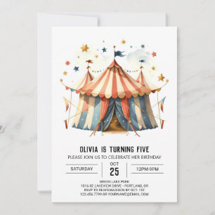 Convite Pastel Happy Whimsy Circus Birthday