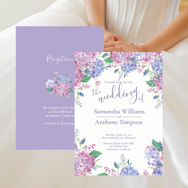 Convite Pastel Hydrangeas Floral Weding (Pastel Hydrangeas Floral Wedding Invitation)