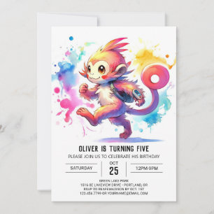 Convite Pastel Joyful Monkey Aniversário