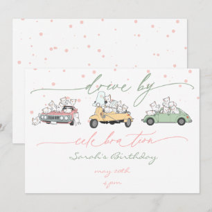 Convite Pastel Kawaii Cats Surprise Celebration Parade