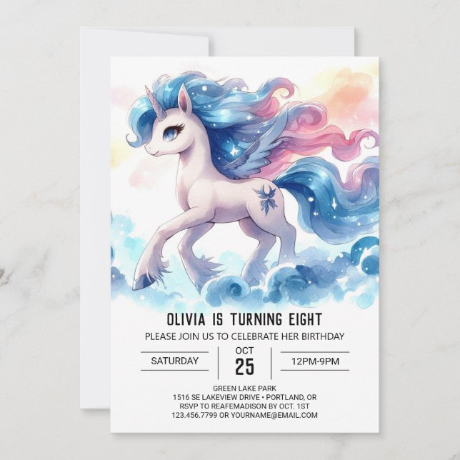 Convite Pastel Kids Horse Birthday (Frente)