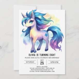Convite Pastel Kids Horse Birthday