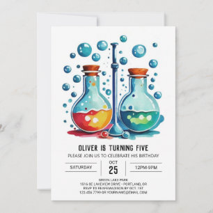 Convite Pastel Laboratory Potion Scientist Aniversário