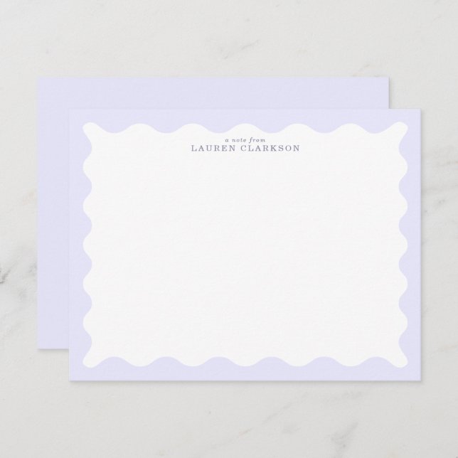 Convite Pastel Lavender Wavy Frame Note Card (Frente/Verso)
