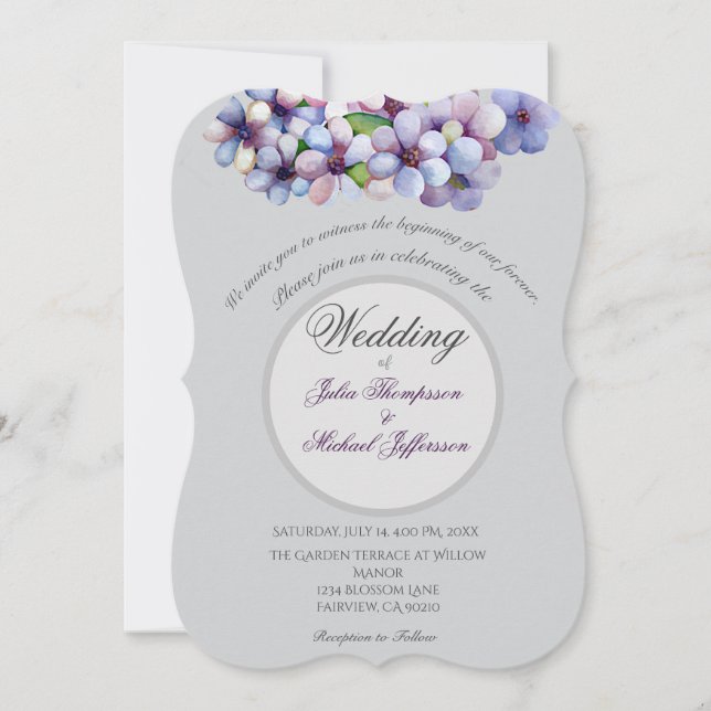 Convite Pastel Lilac Romântico e Poético (Frente)