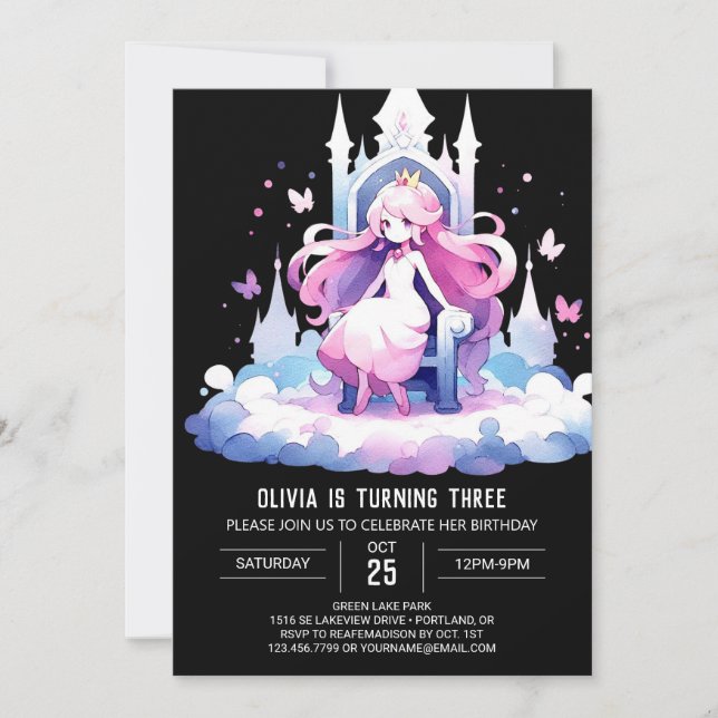 Convite Pastel Little Princess Birthday (Frente)
