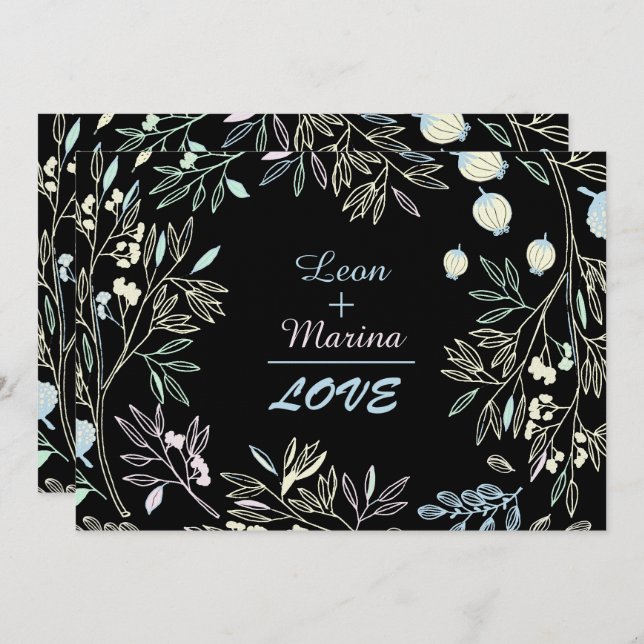 Convite Pastel lunático do casamento do jardim da (Frente/Verso)