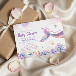 Convite Pastel Mermaid Undersea Baby Girl
