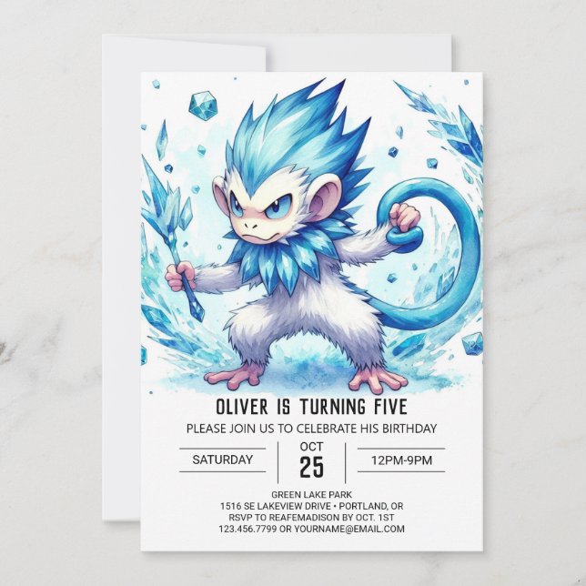 Convite Pastel Monkey Birthday (Frente)