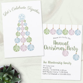 Convite Pastel Ornaments Modern Christmas Tree Custom