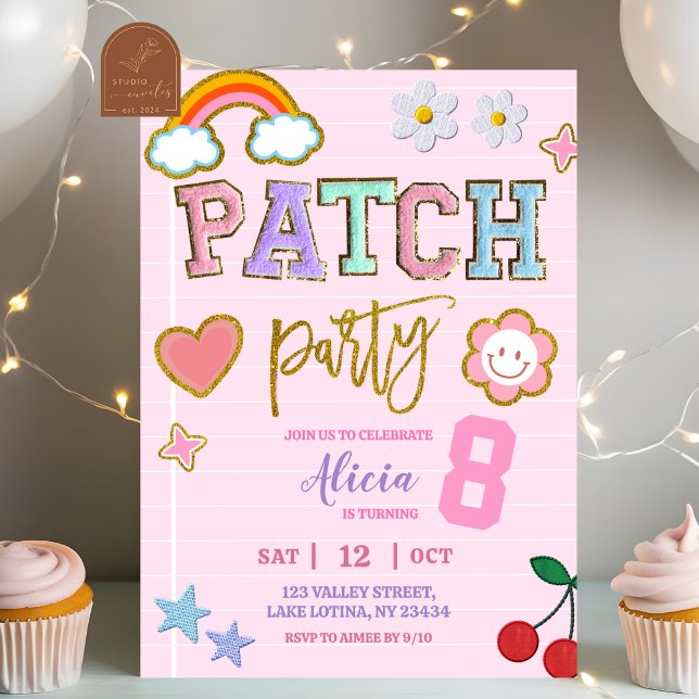 Convite Pastel Patch Party Birthday (Criador carregado)