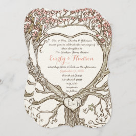 Convite Pastel Peachy Coral Blush Boho Cor-de-Rosa Moldado