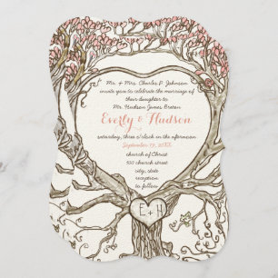 Convite Pastel Peachy Coral Blush Boho Cor-de-Rosa Moldado