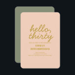 Convite Pastel Peachy Olá Trinta e Aniversário<br><div class="desc">Pastel Peachy Hello Trinta Tipografia Convite de Aniversário</div>