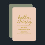 Convite Pastel Peachy Olá Trinta e Aniversário<br><div class="desc">Pastel Pink Ouro Hello Trinta Tipografia Convite de Aniversário</div>