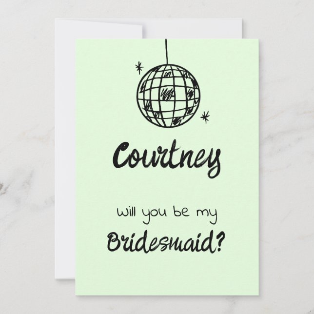 Convite Pastel Penmanship Bridesmaid Invitation Pale Fern (Frente)
