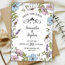Convite Pastel Pink and Green and Blue Save The Date