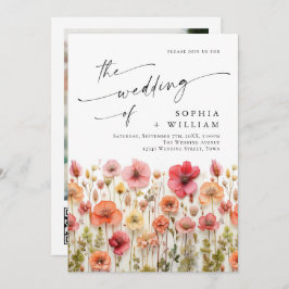 Convite Pastel Pink Boho Wildflower Casamento Código QR Fo