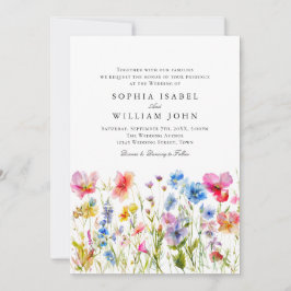 Convite Pastel Pink Boho Wildflower Casamento Código QR Fo