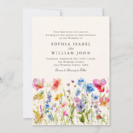 Convite Pastel Pink Boho Wildflower Casamento Código QR Fo